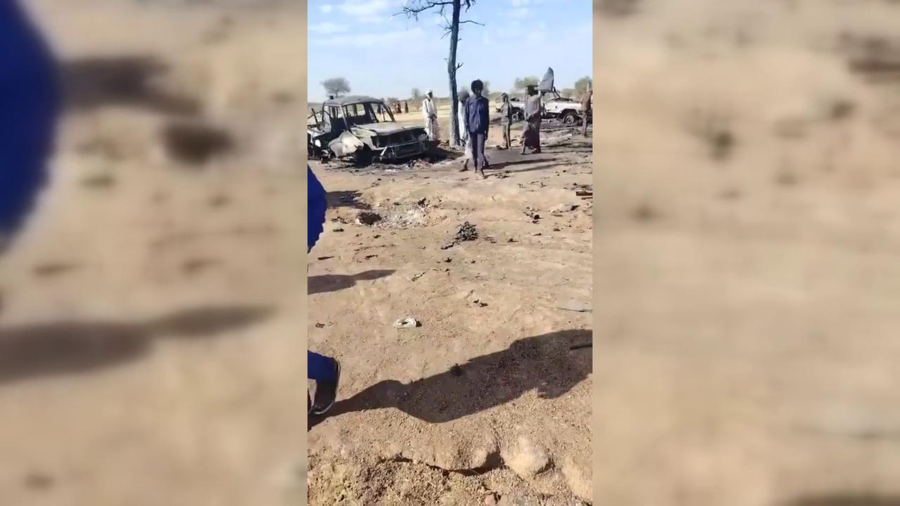 Video thumbnail for Sudan: Sudan Army Drone Strikes Rebel Convoy.