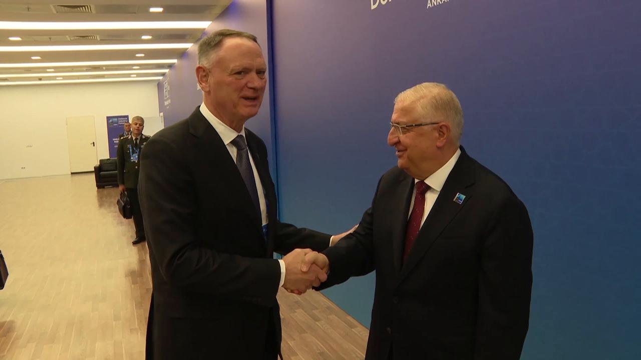 Video thumbnail for Türkiye: Turkish defense minister meets Canadian, Latvian counterparts at NATO summit.
