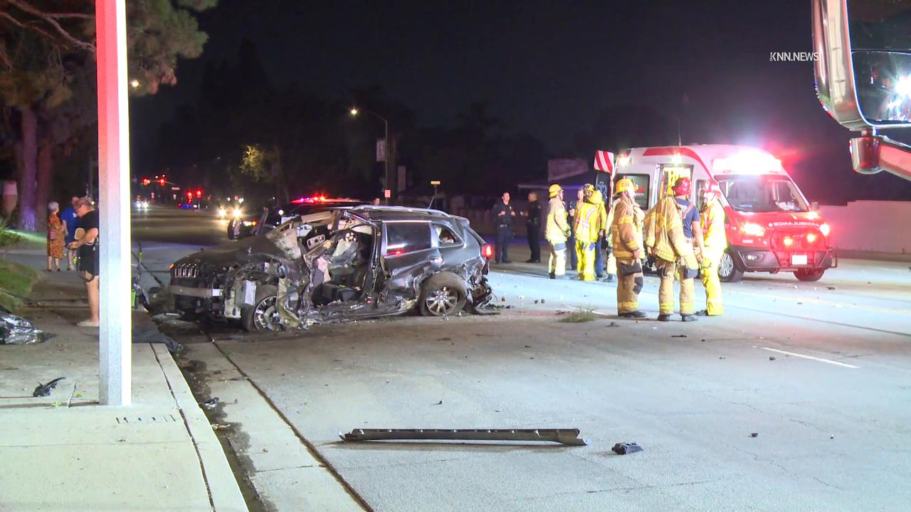 Video thumbnail for US, Los Angeles: Ontario Possible DUI High Speed Crash.