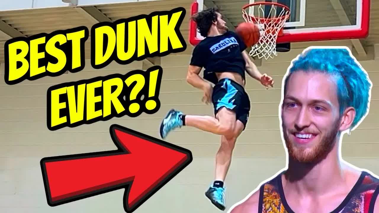 Video thumbnail for Travis Reynolds: insane 360 dunk!