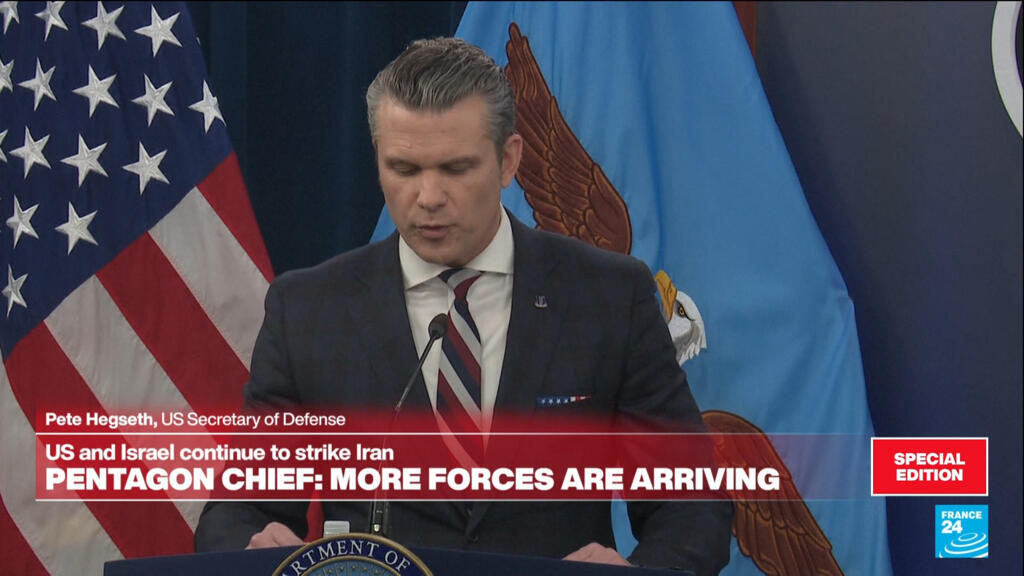 Video thumbnail for Replay: US Pentagon gives briefing on Iran as US and Israel continue to strike