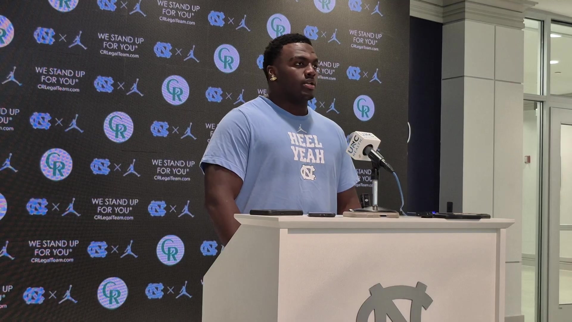 'Video thumbnail for Press conference with defensive tackle CJ Mims and running back Benjamin Hall #UNC'