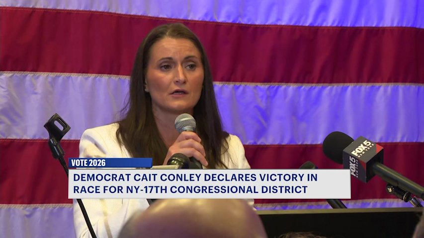 Video thumbnail for Democrat Cait Conley declares victory in race for 17th Congressional District