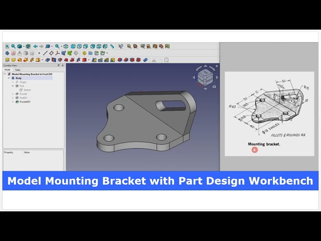 Video thumbnail for Model Mounting Bracket with FreeCAD Part Design Workbench | FreeCAD Tutorial | Mechnexus |
