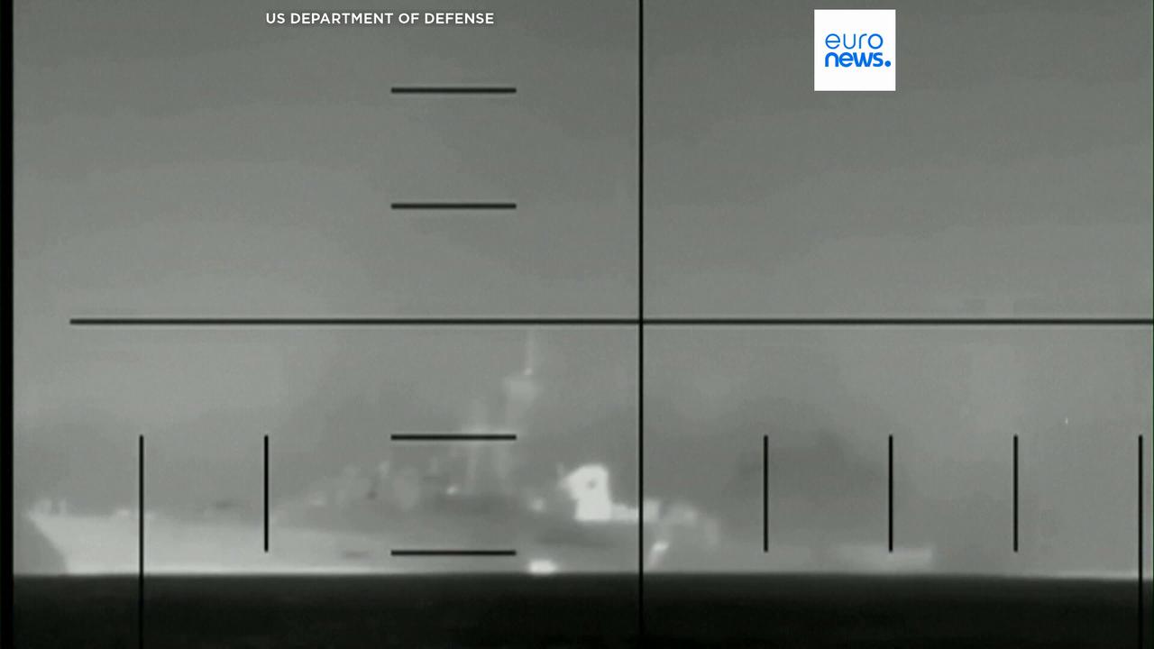 Video thumbnail for Pentagon video shows US torpedo attack on Iranian warship