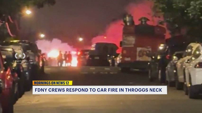 Video thumbnail for Cars engulfed in flames at Throgs Neck cemetery