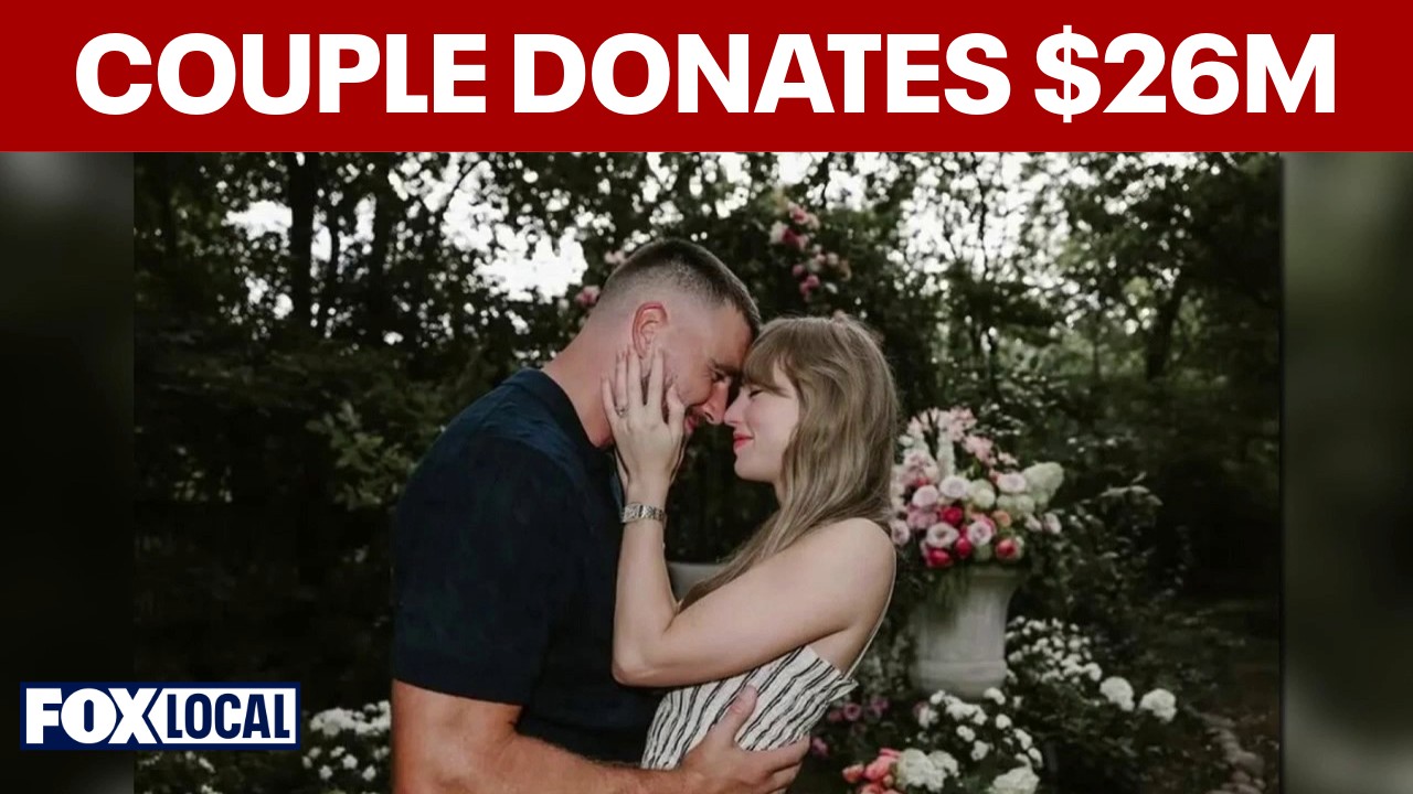 Video thumbnail for Taylor Swift, Travis Kelce donate $26M to NYC charities