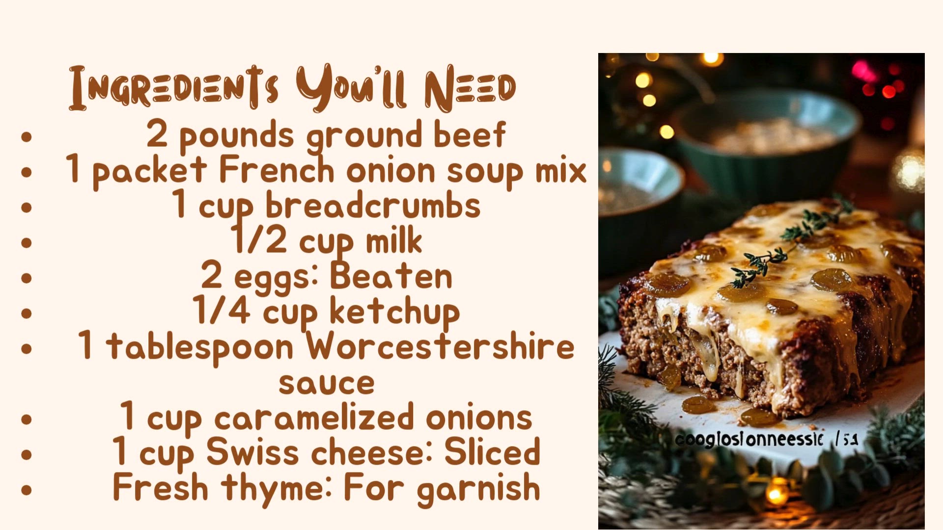 Video thumbnail for Crockpot French Onion Meatloaf with Melted Swiss Cheese
