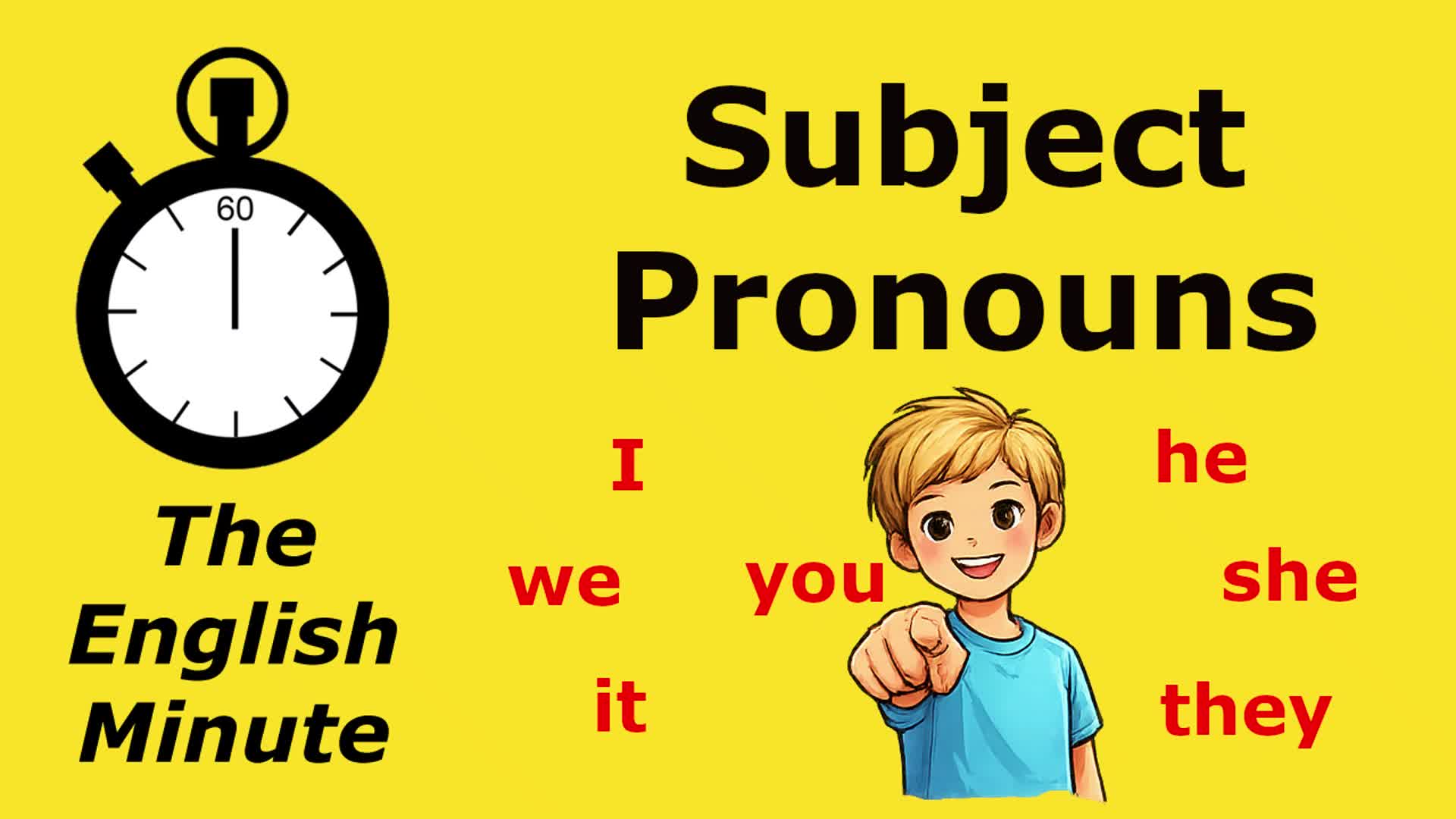 Video thumbnail for Subject Pronouns in English (I, you, we, they, he, she, it)