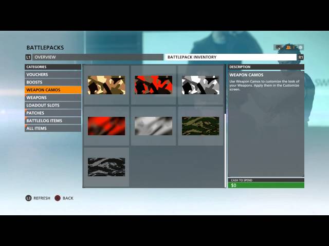 Video thumbnail for Battlefield Hardline - Battlepack Inventory: Boosts, Weapon Camos, Patches, Weapons, Battlelog Items