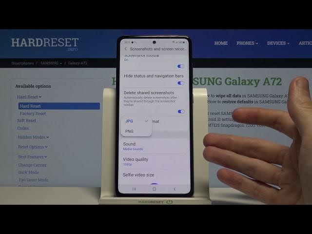 Video thumbnail for How to Change Screenshot Format in SAMSUNG Galaxy A72 - Screenshot Settings