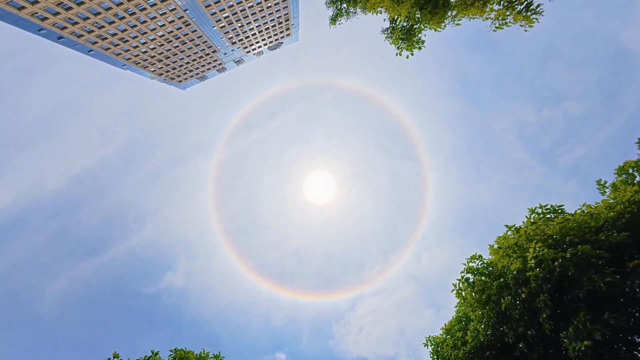 Video thumbnail for China: Rare atmospheric phenomenon creates giant sun halo over the sky in China.