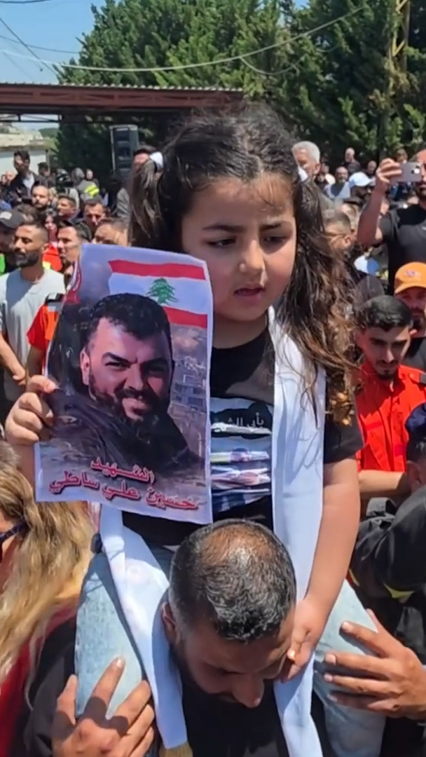 Video thumbnail for Lebanese girl mourns paramedic father killed in Israeli strike