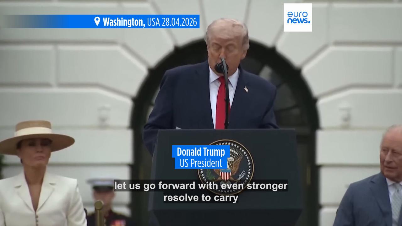 Video thumbnail for US has 'no closer friends than the British,' Trump tells King Charles III at White House ceremony