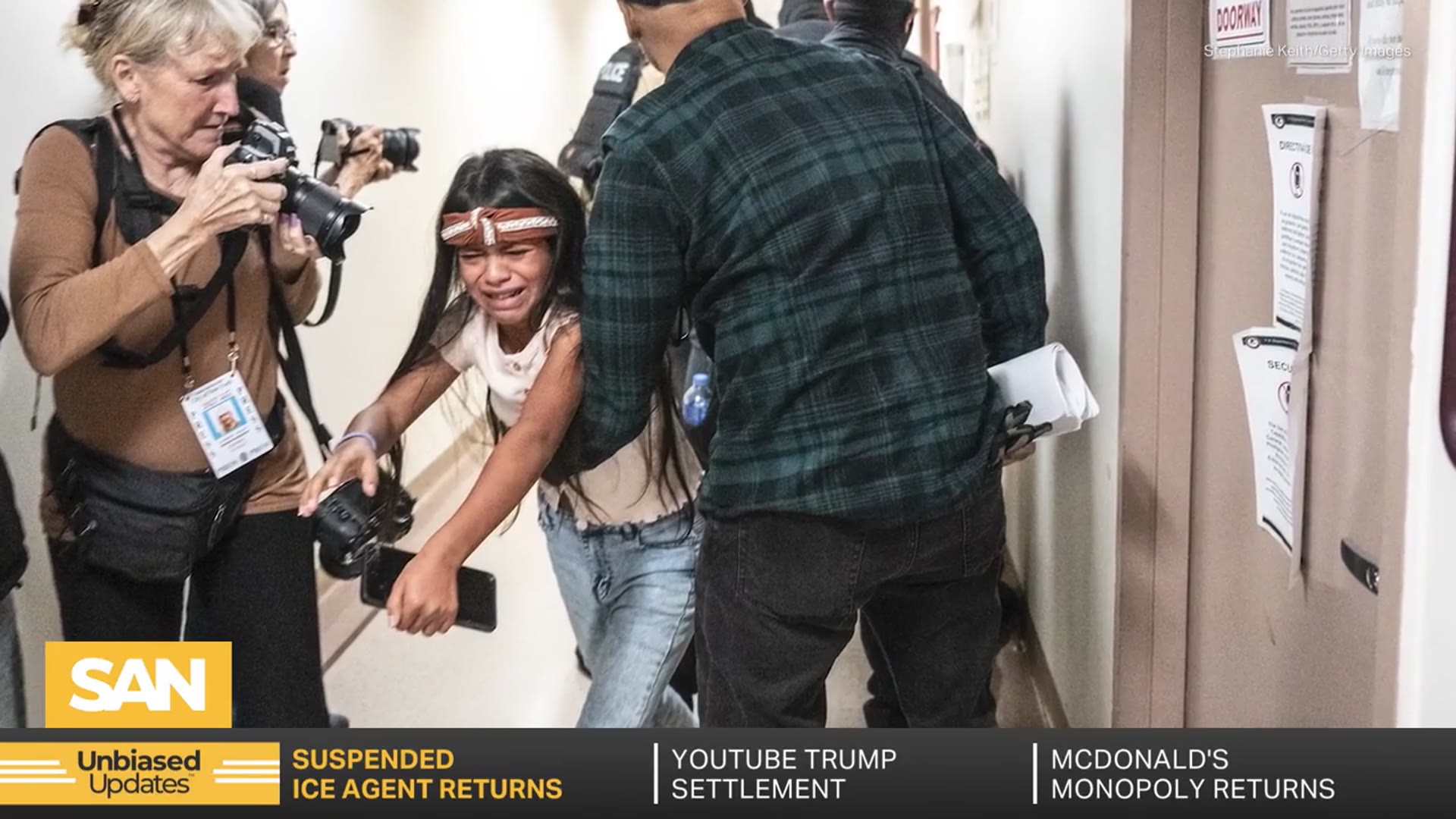 'Video thumbnail for ICE officer reinstated after viral shoving incident at NY court: CBS'
