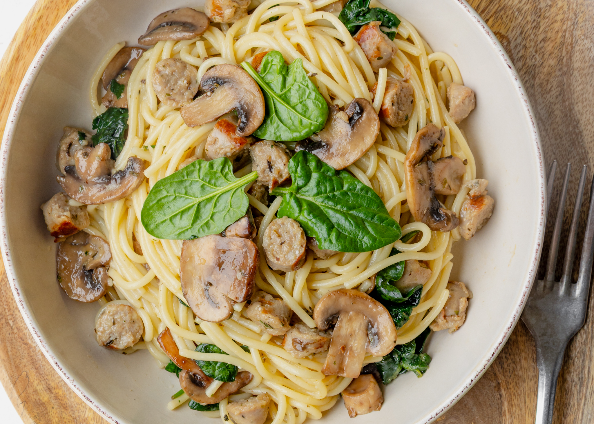 Video thumbnail for Sausage & Mushroom Carbonara