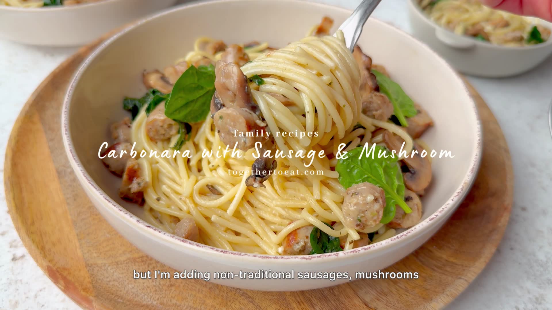 Video thumbnail for Sausage & Mushroom Carbonara