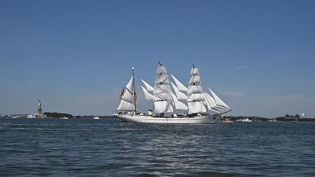 Video thumbnail for NY: Sail4th250 Tall Ships Parade.