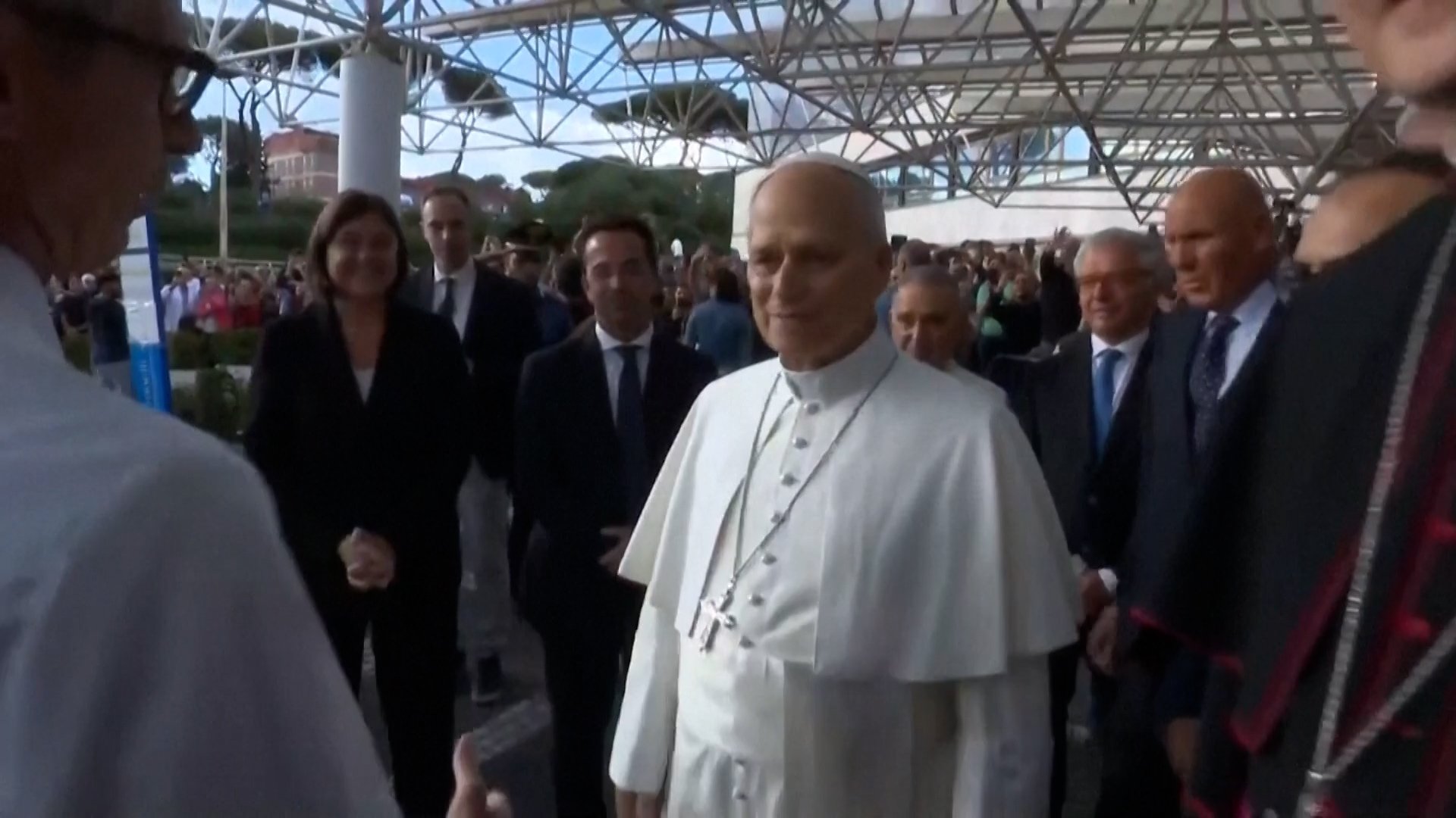 Video thumbnail for Pope Leo leaves hospital after lung cancer surgery