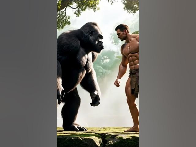 Video thumbnail for man vs Gorilla! #ai #muscles #bigfoot #bodybuilding