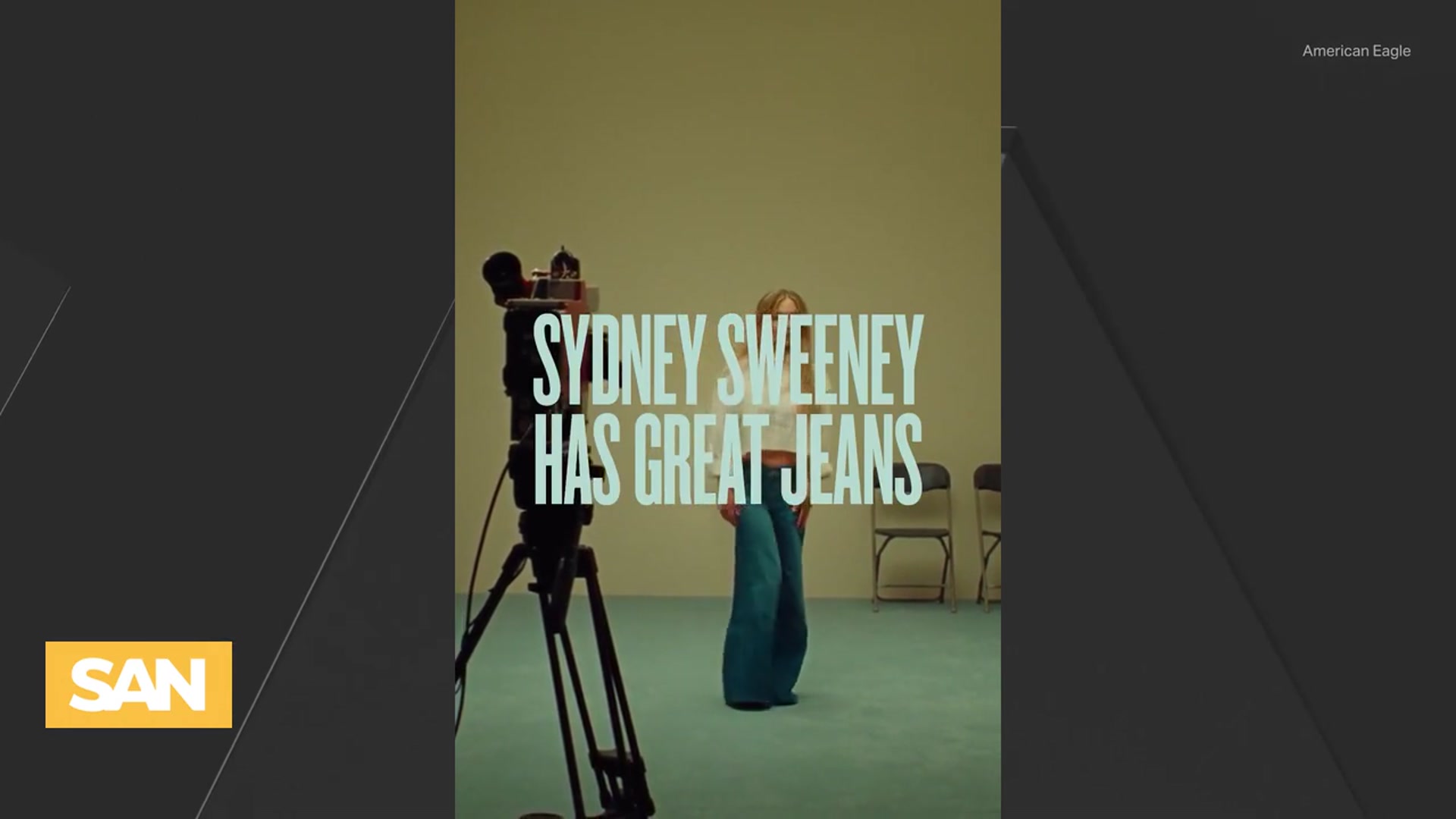 'Video thumbnail for Trump backs Sydney Sweeney ad after learning she's a registered Republican'