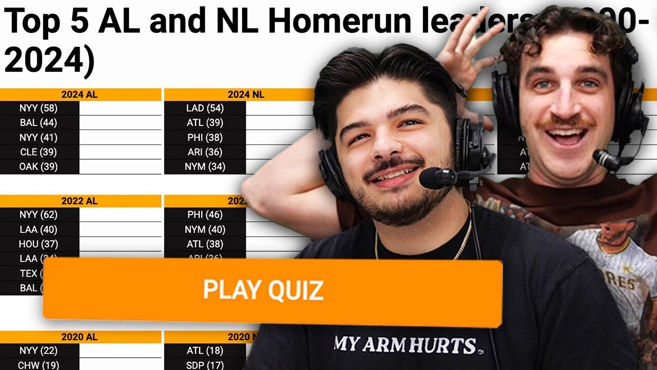 Video thumbnail for Can we name EVERY Home Run Leader of the 2000's? (MLB Sporcle)