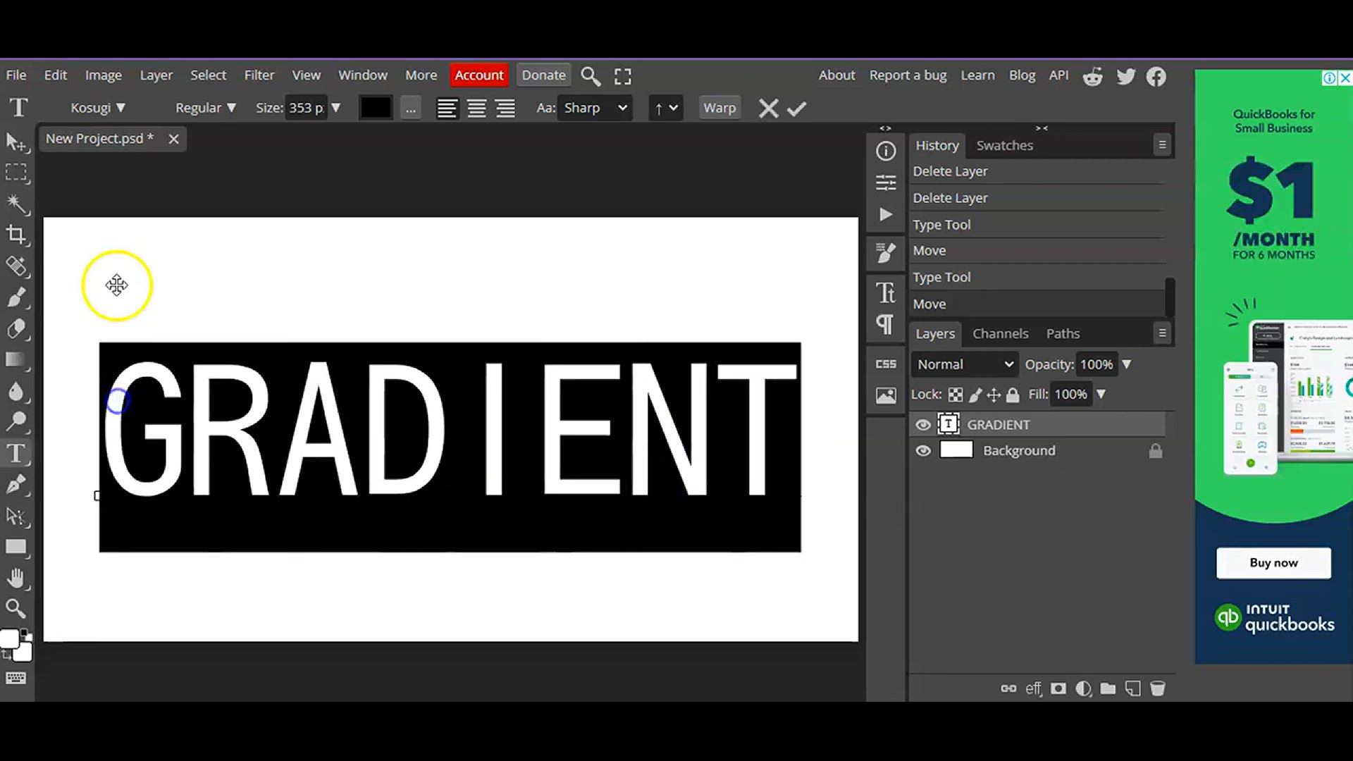 'Video thumbnail for How to create  Gradient text in Photopea'