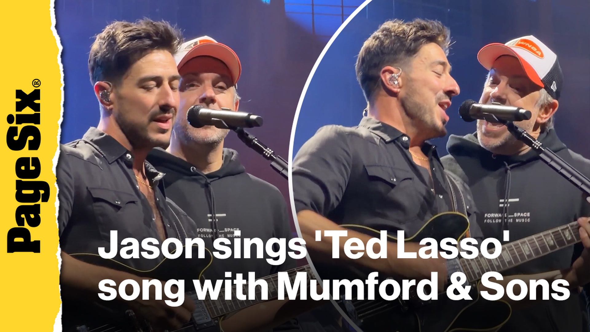 Video thumbnail for Jason Sudeikis sings 'Ted Lasso' theme song on stage with Mumford & Sons