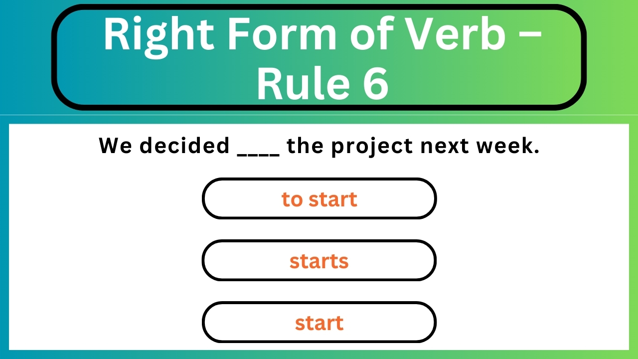 'Video thumbnail for English Grammar Practice || Right Form of Verb – Rule 6 || English Grammar Test'