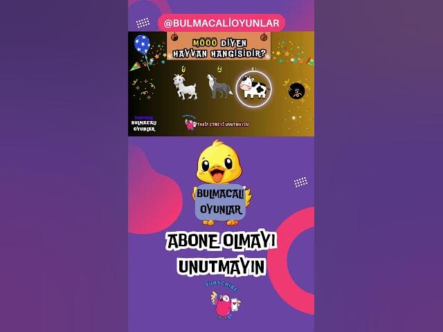 Video thumbnail for HAYVANLARI VE SESLERİNİ BUL PUANLARI TOPLA ŞAMPİYON OL #15 #bulmacaoyunları #oyunlar #hayvanlar