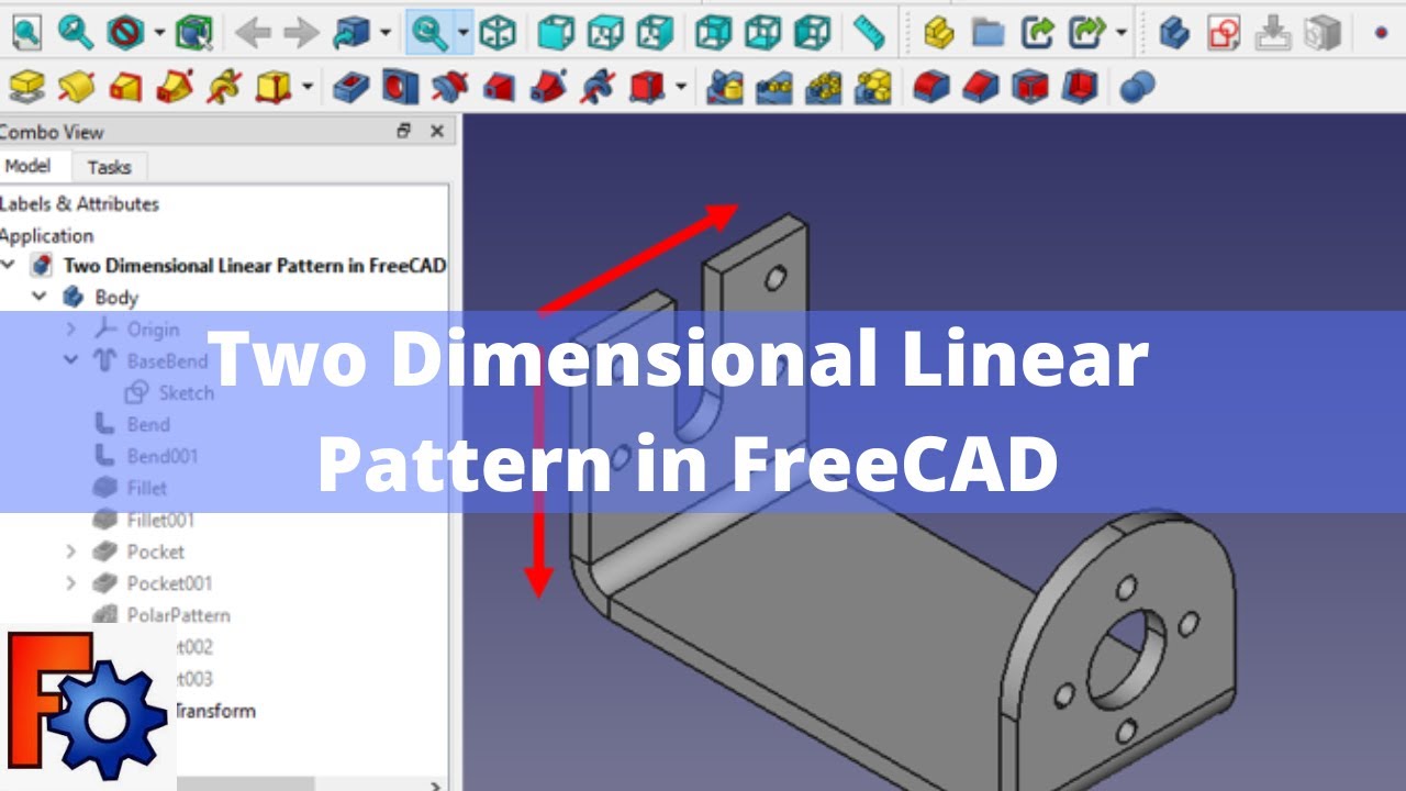 'Video thumbnail for Two Dimensional Linear Pattern in FreeCAD | FreeCAD Tutorial | FreeCAD Pattern |'