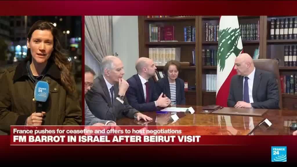 Video thumbnail for French foreign minister Barrot heads to Israel after Lebanon visit