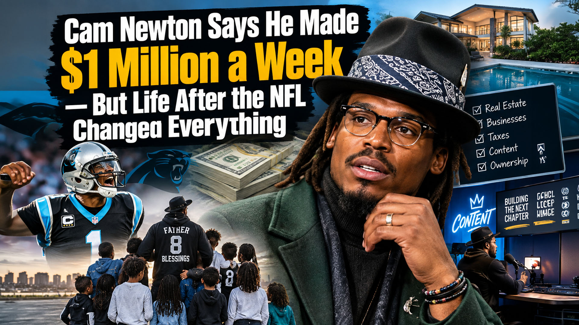 Video thumbnail for Cam Newton Says He Made $1 Million a Week — But Life After the NFL Changed Everything