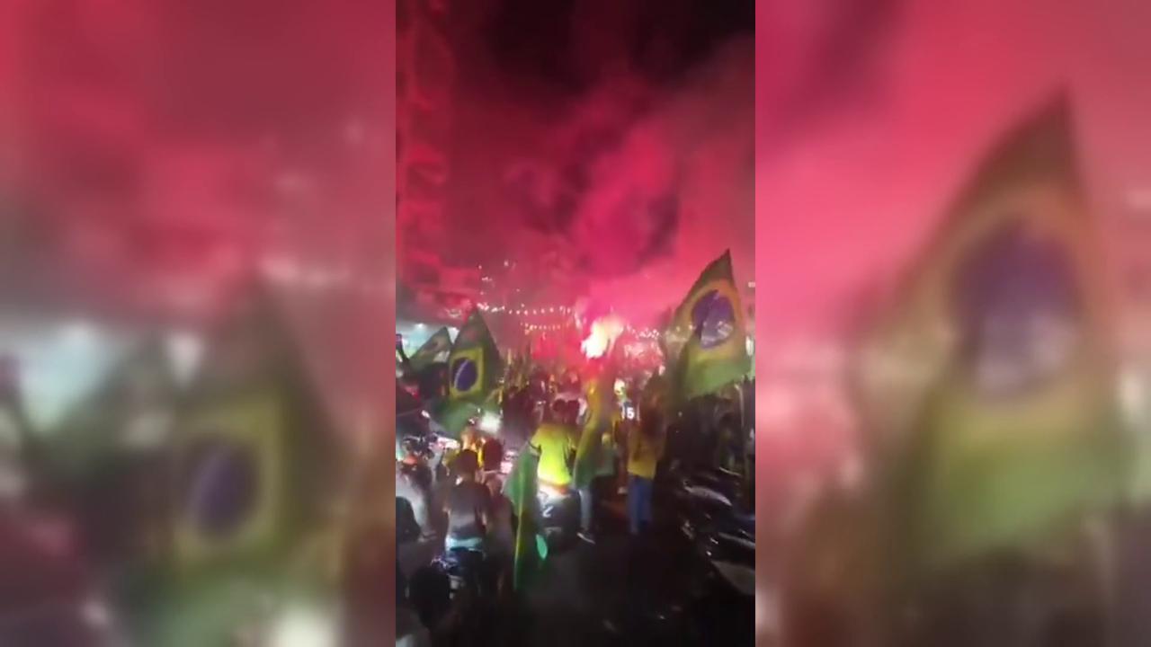 Video thumbnail for Lebanon: Lebanese Crowds Fill Streets of Tripoli to Celebrate Brazil Win.