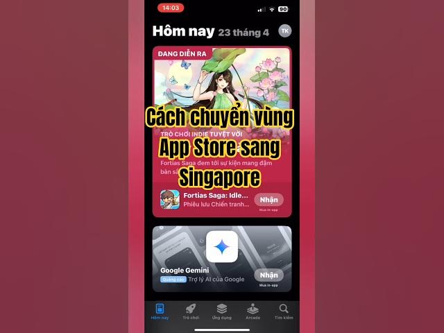 Video thumbnail for Hướng dẫn chuyển vùng iPhone, iPad sang Singapore để tải game và ứng dụng. #HuongDanTaiGame
