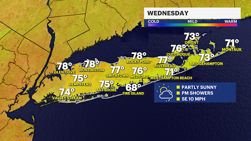 Video thumbnail for Partly sunny Wednesday, with a chance of afternoon showers across Long Island