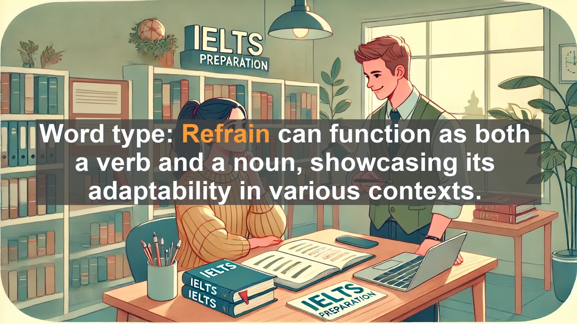 'Video thumbnail for 2000 Must Know IELTS 9.0 Vocabulary - Master 'Refrain': Boost Your IELTS Vocabulary Score'