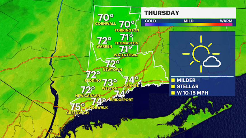 Video thumbnail for Thursday's warm-up comes with sunshine for Connecticut