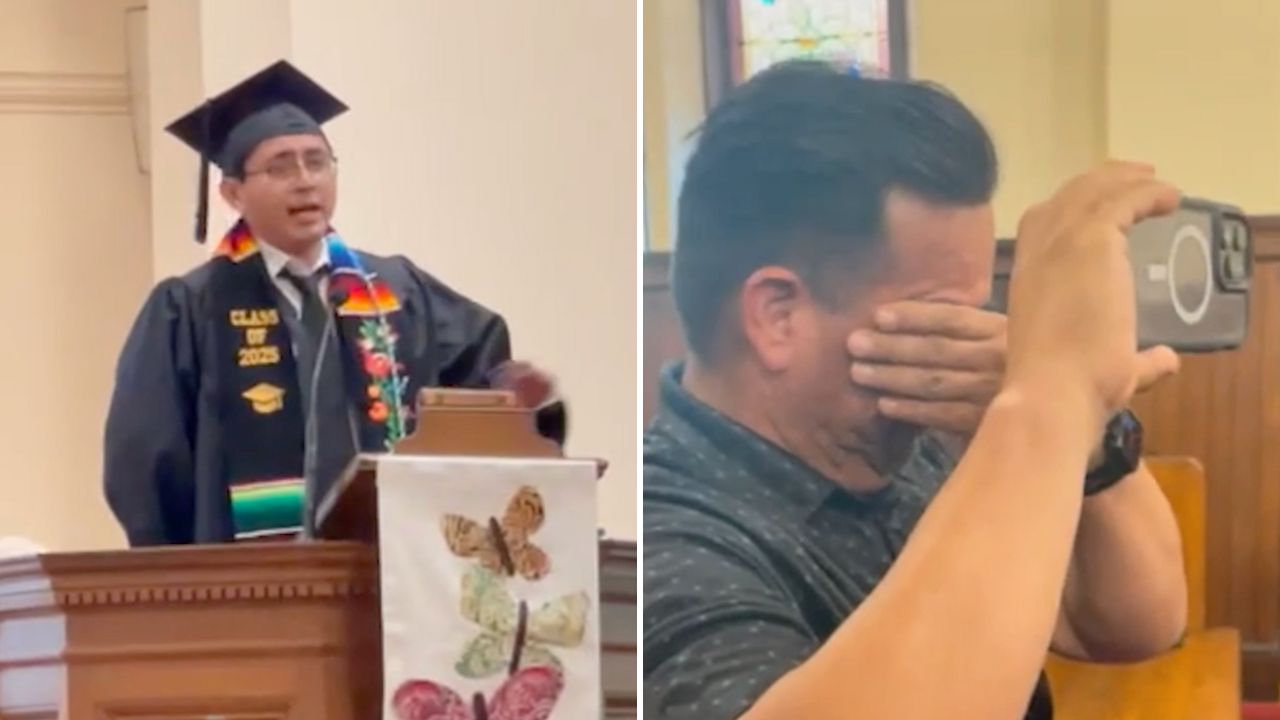 Video thumbnail for First-Generation Harvard Grad Brings Parents To Tears When He Surprises Them With Singing Performance