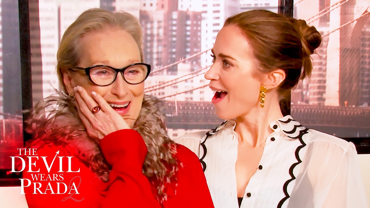 Video thumbnail for Meryl Streep & Emily Blunt talk The Devil Wears Prada 2, Lady Gaga & Stanley Tucci