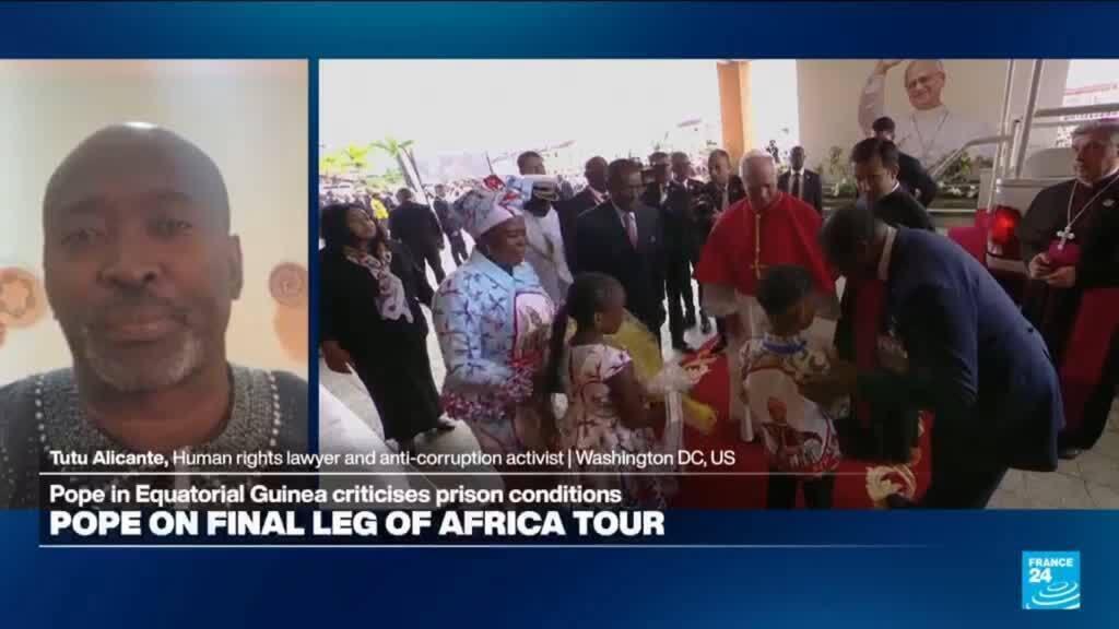 Video thumbnail for Pope in Equatorial Guinea: Moral authority role risks being 'whitewashed & used to legitimise power'