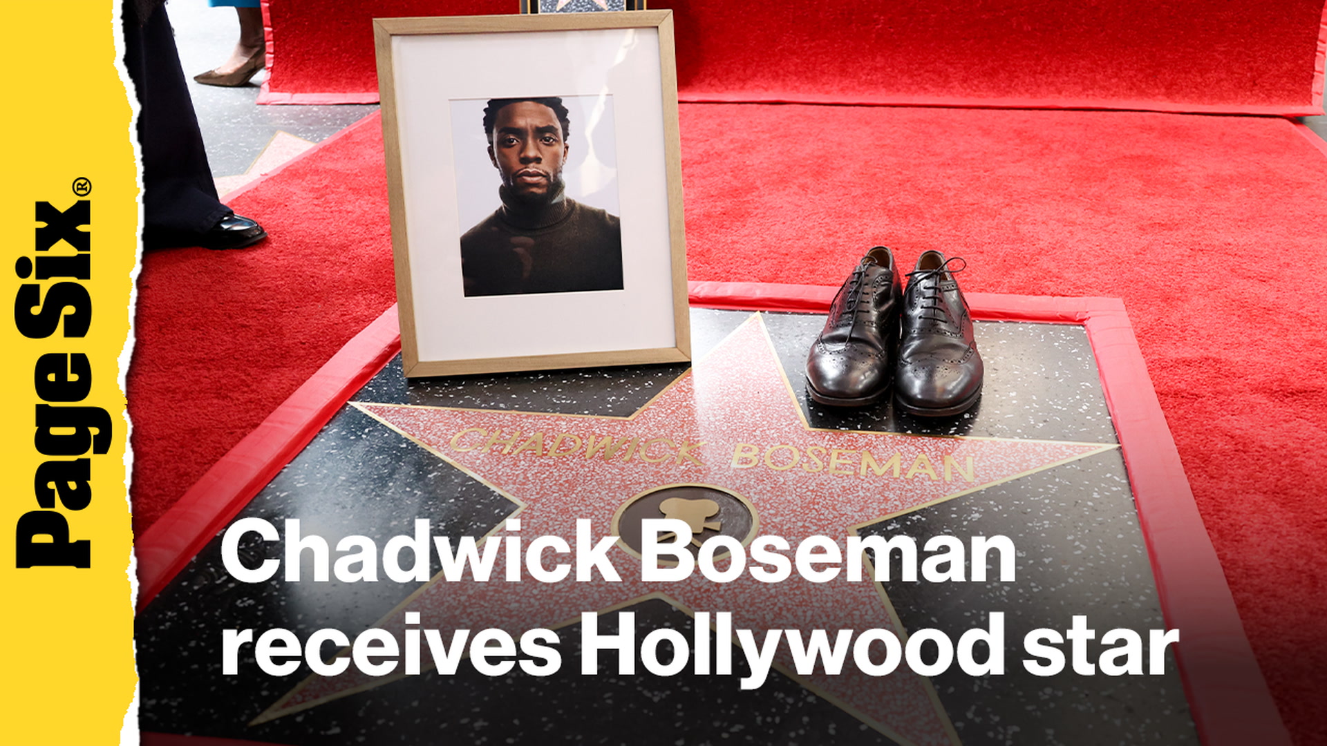 Video thumbnail for Chadwick Boseman posthumously receives Hollywood Walk of Fame star
