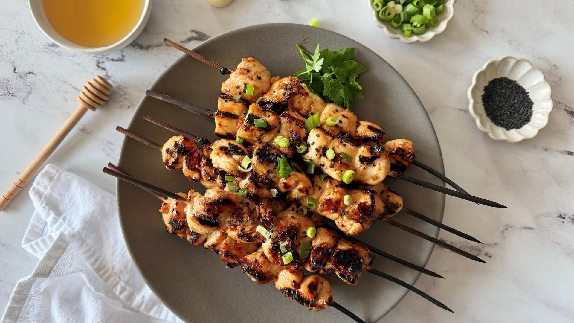 Video thumbnail for Honey Garlic Chicken Skewers Recipe
