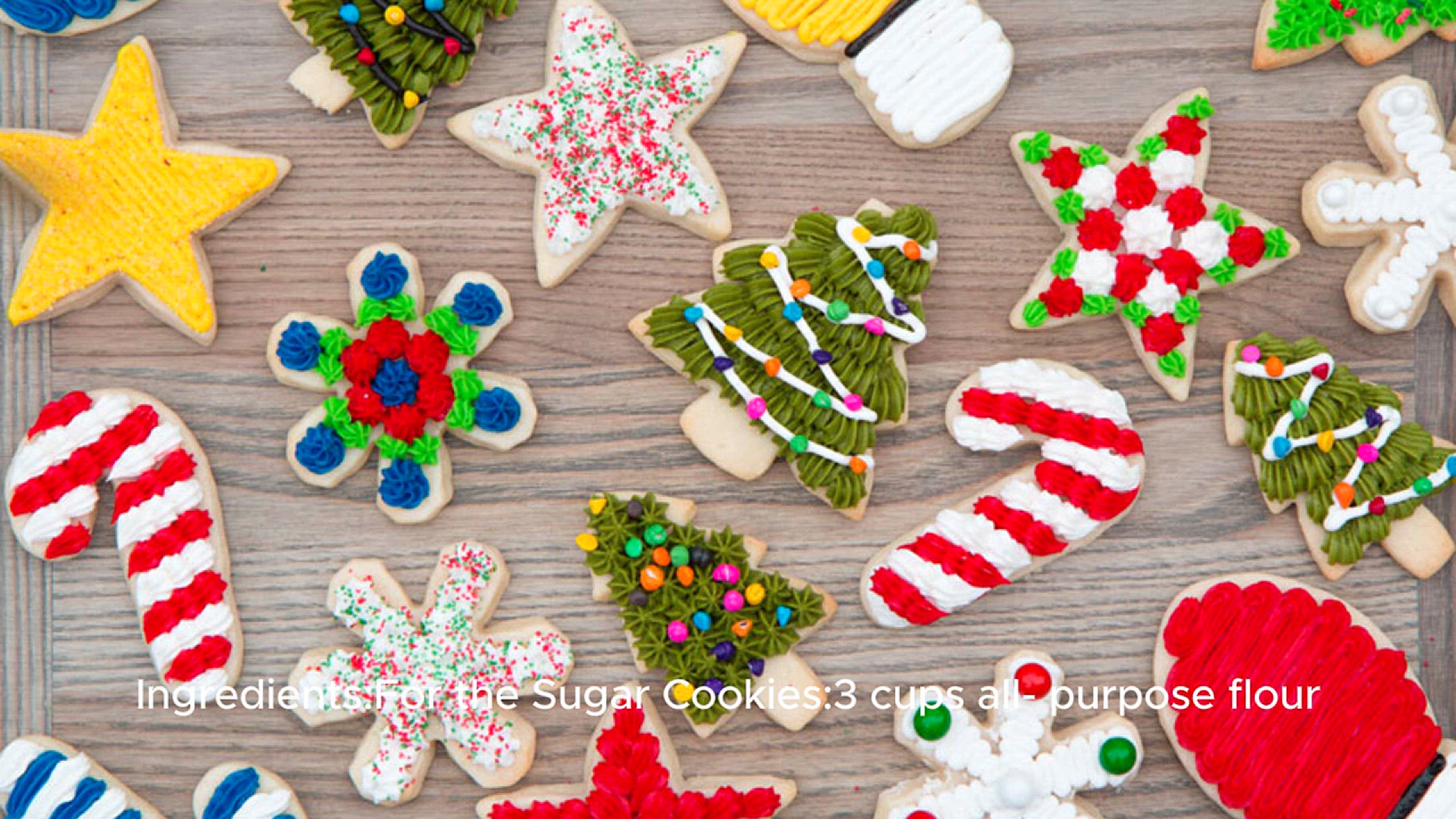 Video thumbnail for Christmas Sugar Cookies with Buttercream Frosting