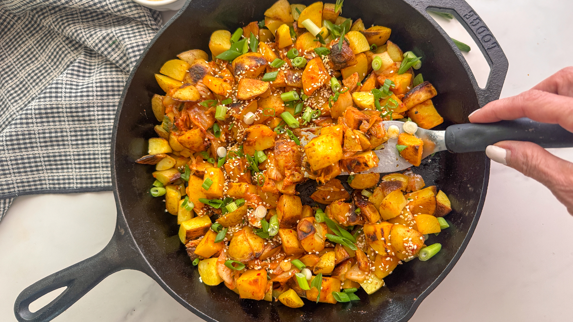 Video thumbnail for Spicy Kimchi Potatoes Recipe