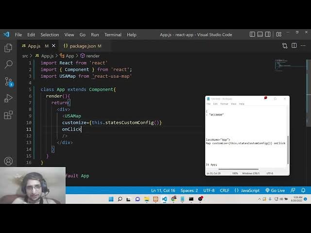 Video thumbnail for React.js Project to Display USA Colorful Map With All States & Cities in Browser Using react-usa-map