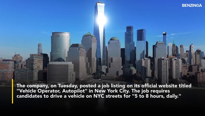 'Video thumbnail for Elon Musk's Tesla Offering Up To $33-Hour For NYC Robotaxi Test Drivers'