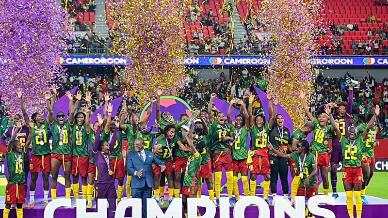 Video thumbnail for Cameroon women celebrate WAFCON title during victory parade