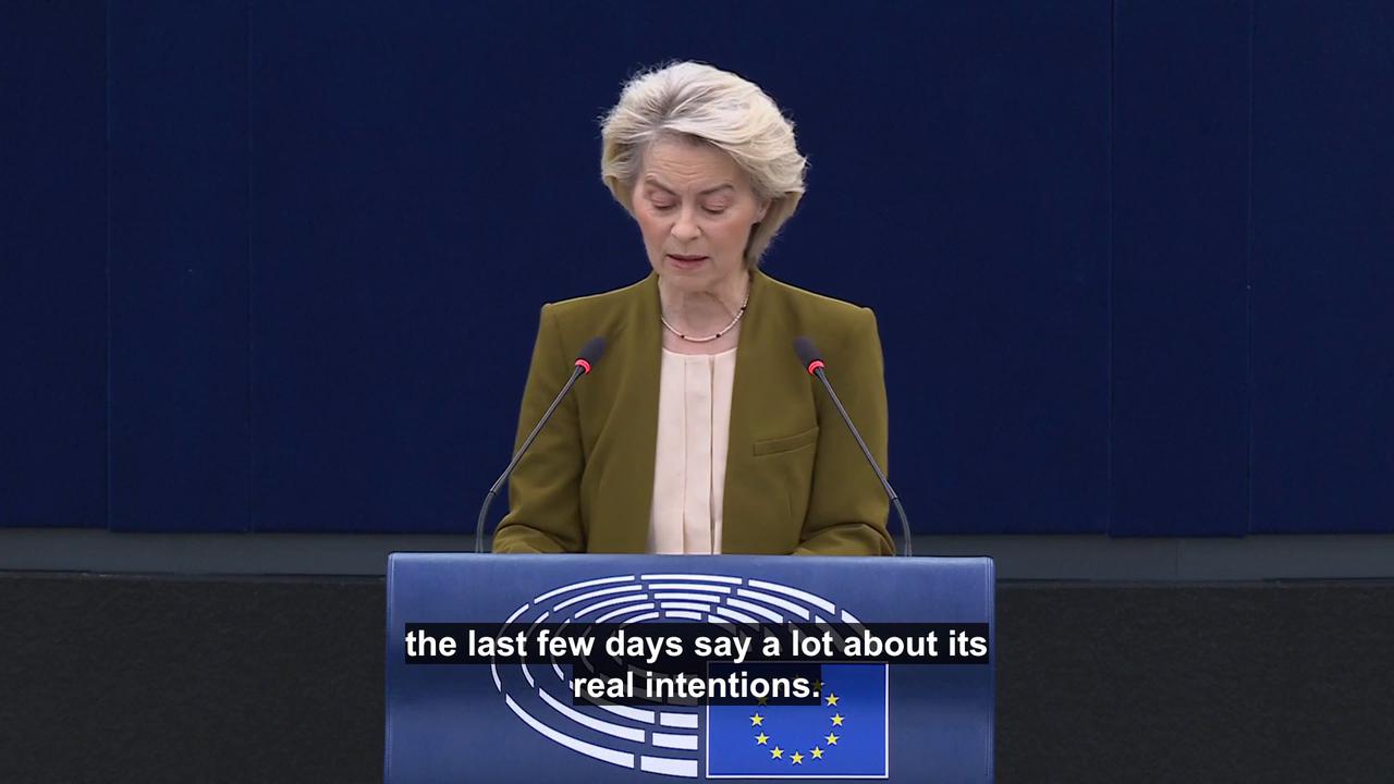Video thumbnail for Ukraine talks: 'Europe must keep pressure on Russia', von der Leyen says