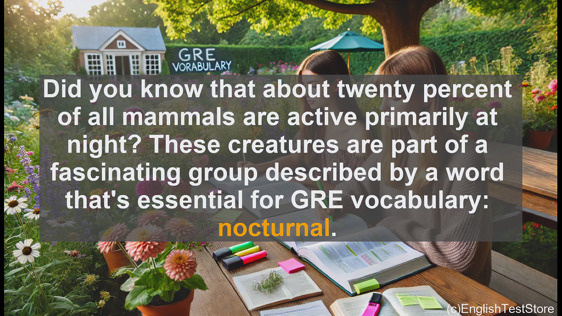 'Video thumbnail for GRE Vocabulary Lesson: Exploring the Nocturnal World - Creatures of the Night'